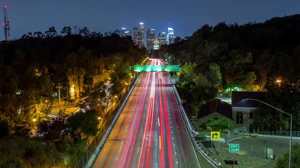 Downtown Los Angeles and Freeway at Night alt