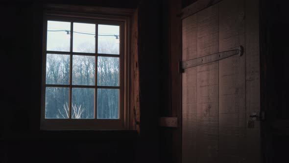 Rustic door and window view.  The mood is the emphasis here.  Slow-moving camera work perfectly show alt