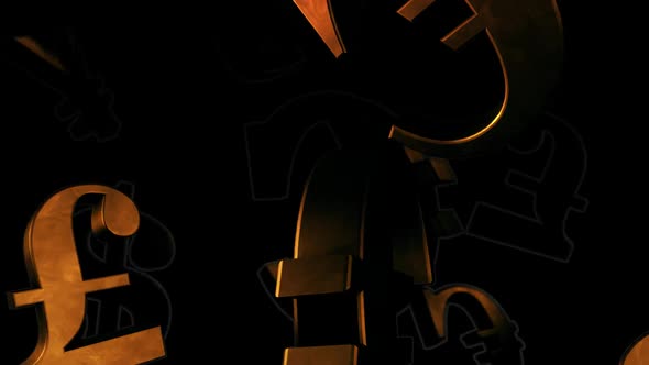 Golden Currency Symbols Falling Down alt