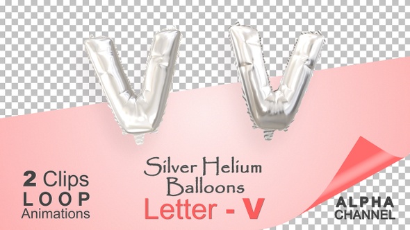 Silver Helium Balloons With Letter – V