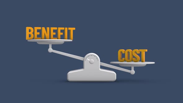 Benefit vs Cost Balance Weighing Scale Looping Animation alt