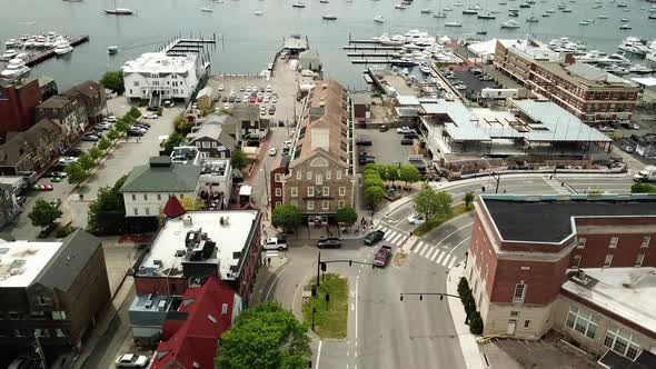 Aerial View of the Coastal Area of Newport Near Bannister's Wharf Marina Rhode Island