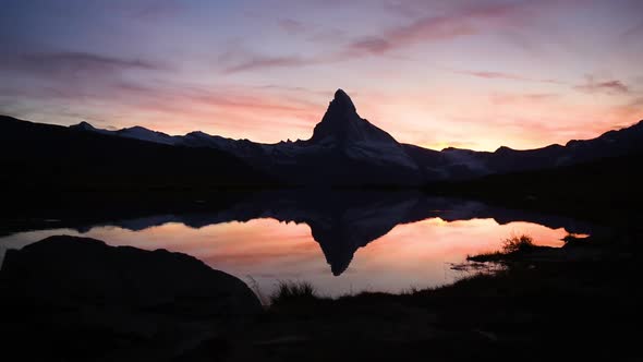 Incredible Colorful Sunset on Matterhorn Cervino Peak