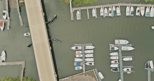 Beautiful Aerial View of on the Boat Parking at the Yacht Club with Sailing and Moored Yachts the alt
