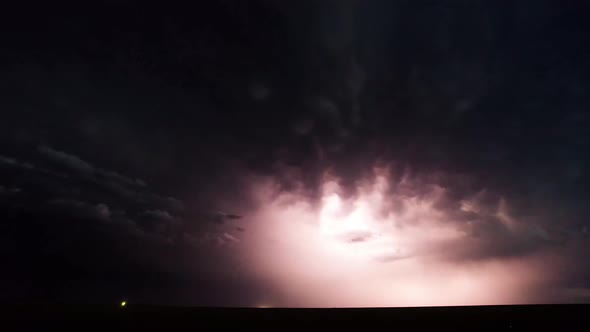 Spectacular Thunderstorm Lightning Strikes Dark Night, Rain From The Clouds (2)