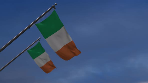 Ireland Flags In The Blue Sky - 4K