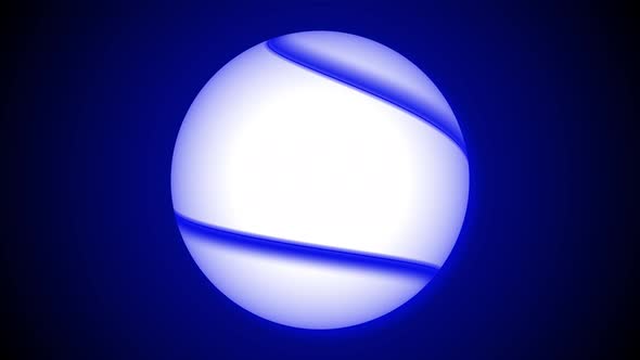 Abstract stripy sphere spinning on blue background. A 79