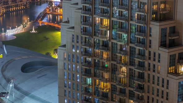 Amazing Aerial View of Dubai Downtown Skyscrapers Night Timelapse Dubai United Arab Emirates alt