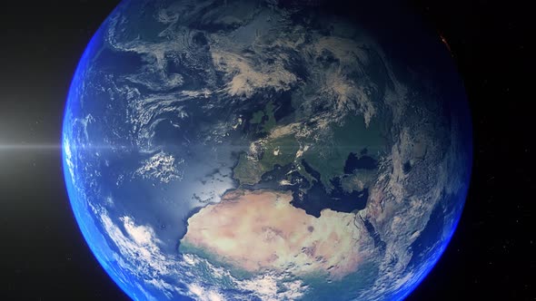 Realistic Earth Zoom Out Clouds Europe France alt