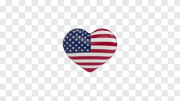 American Flag / USA Flag on a Rotating 3D Heart alt