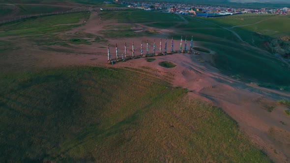 Shamanka Aerial Shot with Quadrocopter Lake Baikal, Summer Dawn alt