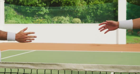 Tennis players shaking hands alt