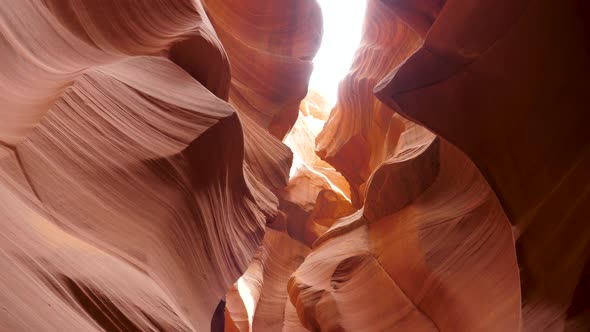 Movement Along Beautiful Red Walls Smooth And Wave In Antelope Canyon alt