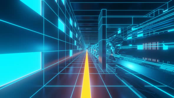 Vj Abstract Neon Concept of Scifi Corridor