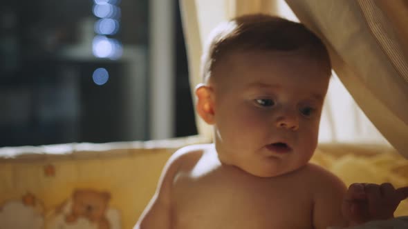 Beautiful Close Up Footage of a Cute Newborn Baby Lying on the Back in Child alt