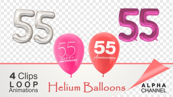 55 Anniversary Celebration Helium Balloons Pack