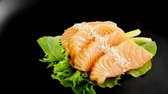 Sashimi served on plate alt