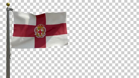 Almeria City Flag (Spain) on Flagpole with Alpha Channel - 4K alt