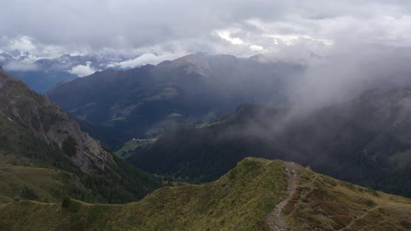 Fly over Italian Dolomites Alps ,Pass Giau