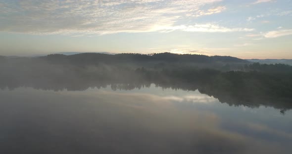 Aerail Over Lake In Fog 2