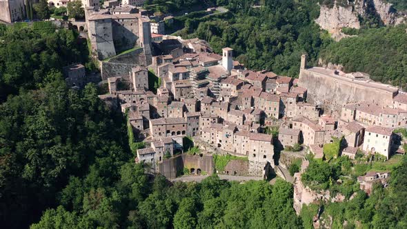 Aerial view old town Sorano