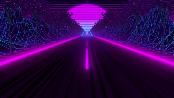 Retrowave vj landscape
