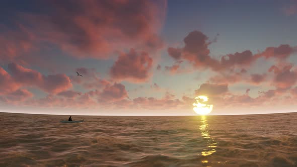 Sunset Ocean Background 4K