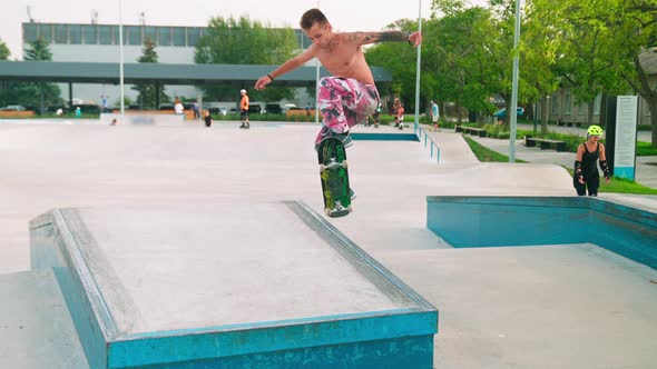 Tattoo Man Jump Skateboard alt