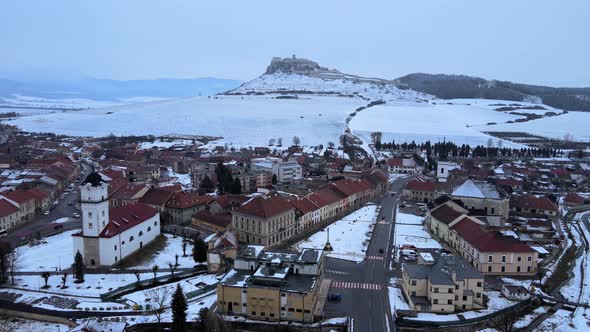 Aerial view of the town of Spisske Podhradie in Slovakia alt