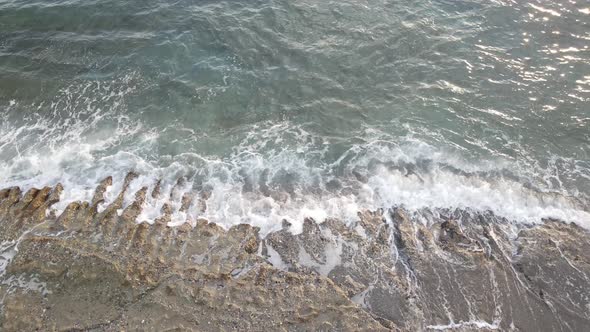 Aerial View Sea Near Coast  Closeup Coastal Seascape alt
