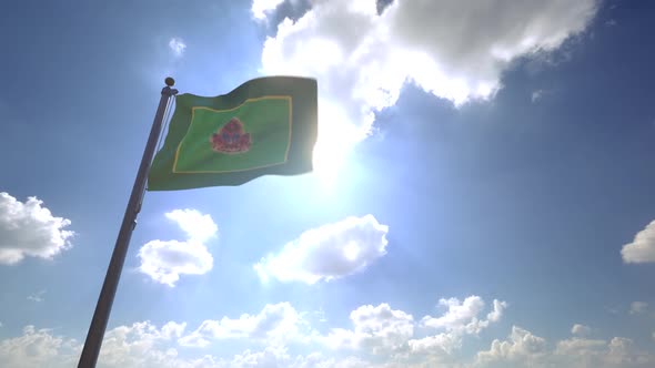 Maputo City Flag (Mozambique) on a Flagpole V4