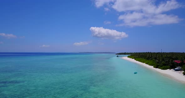 Tropical fly over island view of a paradise sunny white sand beach and aqua turquoise water backgrou alt