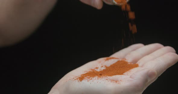 Spice paprika in hand studio