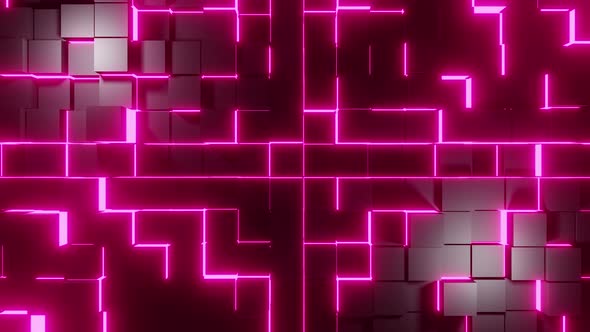 Pink Illumination Of The Dark Cubes Background Vj Loop 4K alt