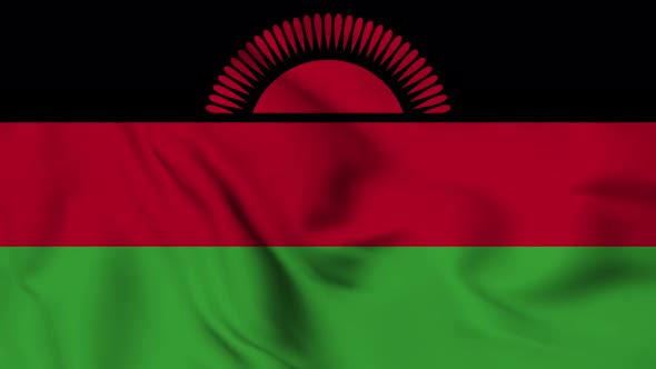 Malawian flag seamless waving animation