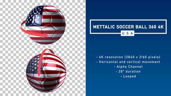 Metallic Soccer Ball 360º 4K - USA