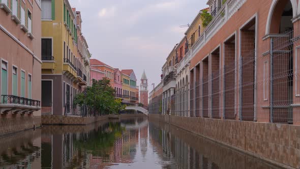 Time lapse of Venice Vacharaphol with canal in Bangkok City, Thailand in Italian concept. Italy