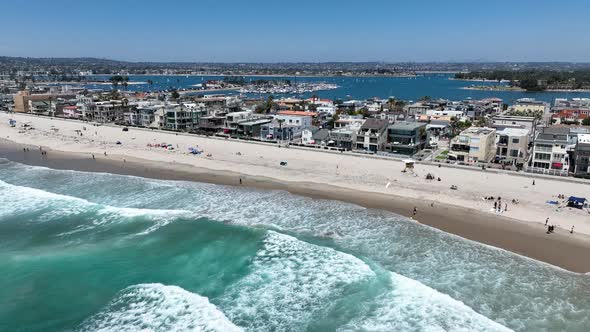 Aerial View of Mission Bay and Beach in San Diego During Summer California alt