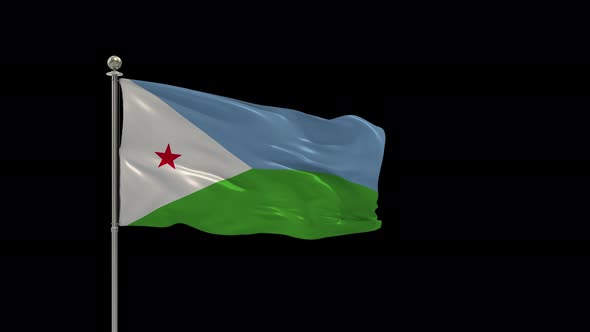Djibouti Flag Medium Shot Waving Looping Animation Include Alpha