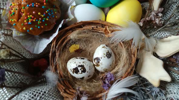 Easter Basket with Eggs Cake Dried Flower Zoom Out
