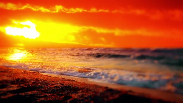 sea waves landscape at sunset background