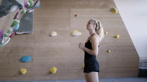 Two friends at the bouldering gym having a great day