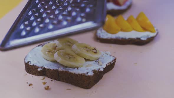 Making Toasts with Fresh Fruits for Breakfast alt