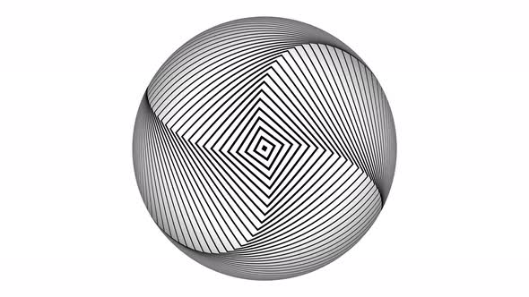 Stripy geometric line animation on a sphere. Vd 949 alt