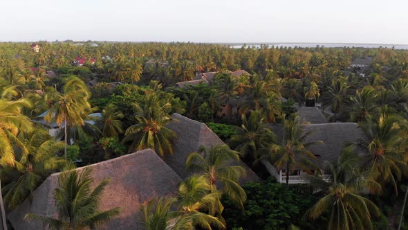 Aerial View African Tropical Beach Resort ThatchedRoof Hotels Pools Zanzibar alt