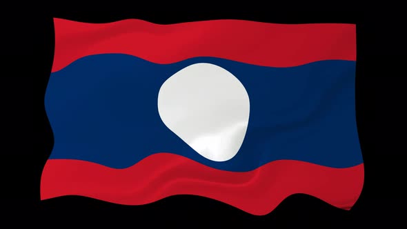 Laos Flag Wave Motion Black Background