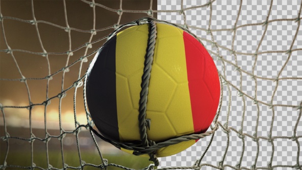 Soccer Ball Scoring Goal Night Frontal - Belgium