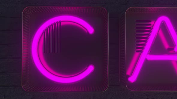 CAFE Signboard Made with Glowing Neon Letters in the Dark
