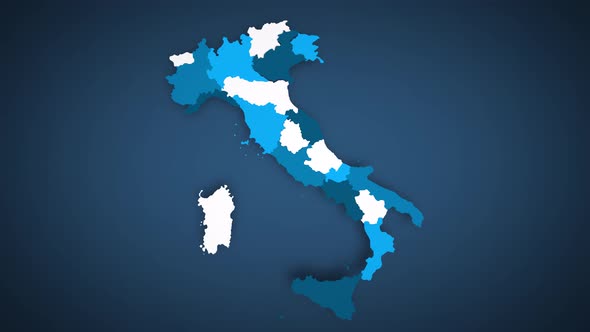 Motion Graphics Animated Map of Italy Forming - Blue