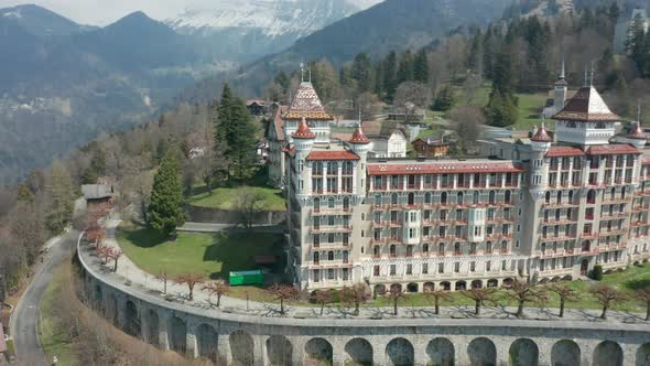 Aerial of the Swiss Hotel Management School, one of the best hospitality schools in the world alt